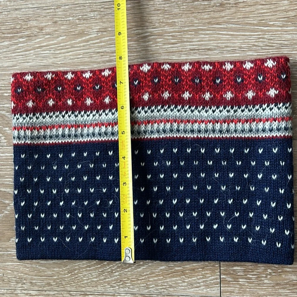 emiLime red/blue knit 100% alpaca neck gaiter/neck warmer